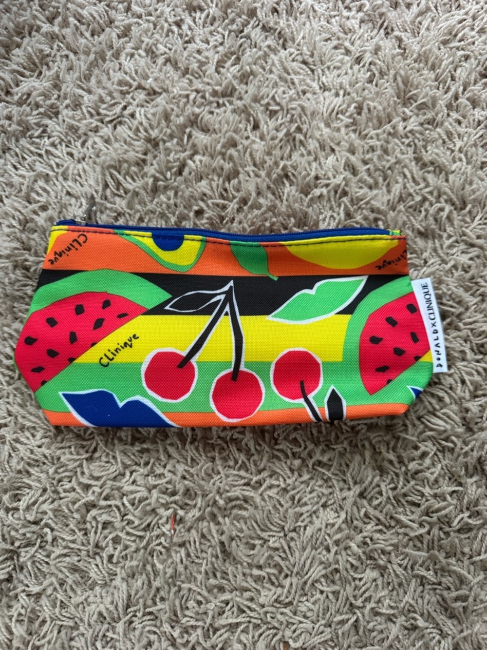Clinique Kids Bright Fruit Print Pouch - Orange, Yellow, Green, Red, Black
